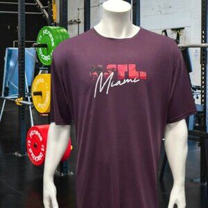 HSTL Made Miami Maroon Red White Workout Crossfit Gym Short Sleeve Shirt XXL